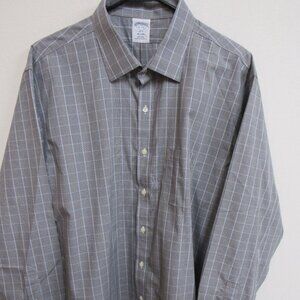 Brooks Brothers Regent Gray Check Long Sleeve Button-Up Shirt 18-4/5